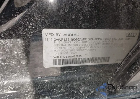 2015 Audi A4 2.0T Premium из США, поврежденный, VIN WAUFFAFL4FN022995